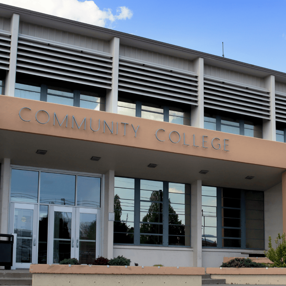 Front of a community college building.