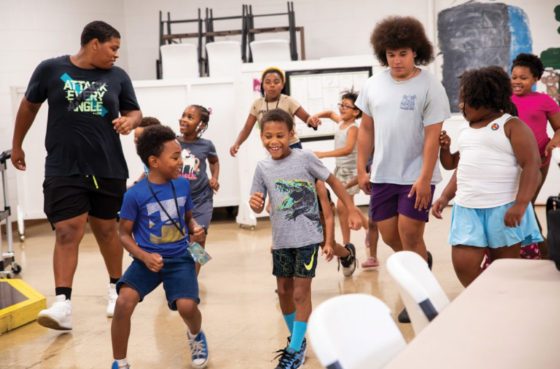 Group of happy children playing.